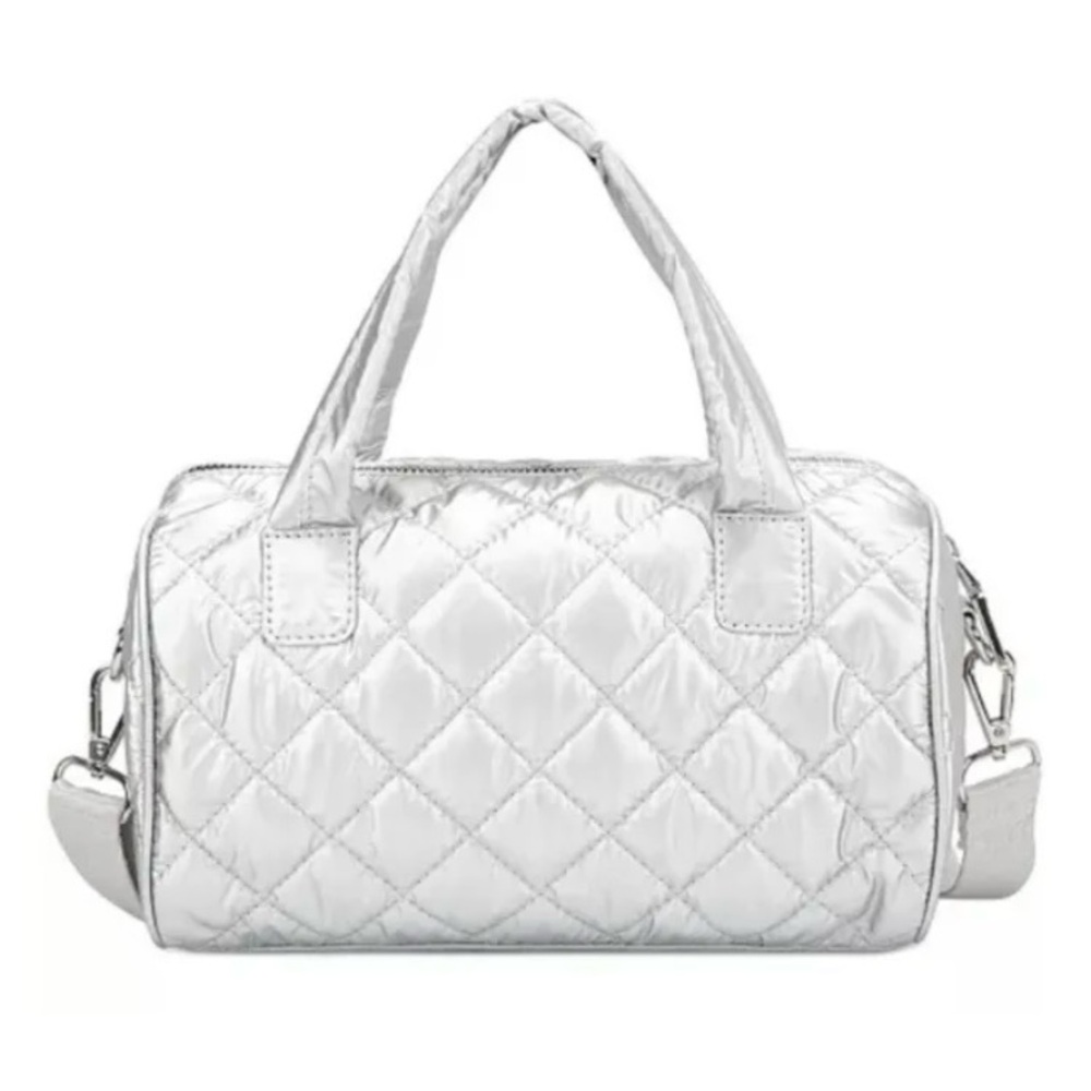 NWT INC International Concepts Women’s Faux Leather Silver Crossbody Handbag.